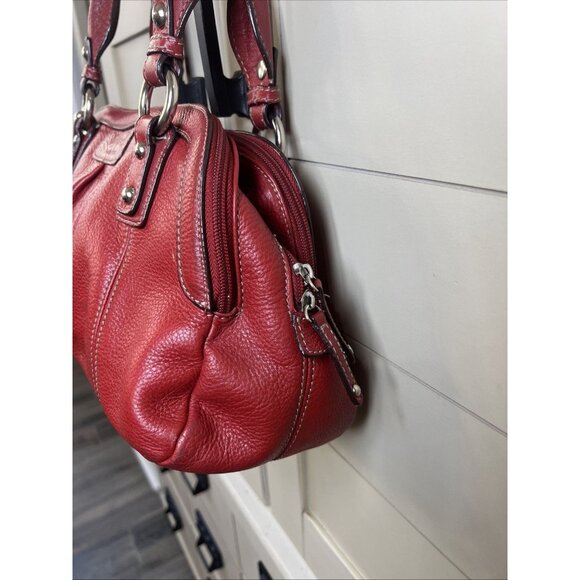 TIGNANELLO SHOULDER SATCHEL TOTE HANDBAG RED PEBBLE LEATHER Purse - Picture 4 of 16